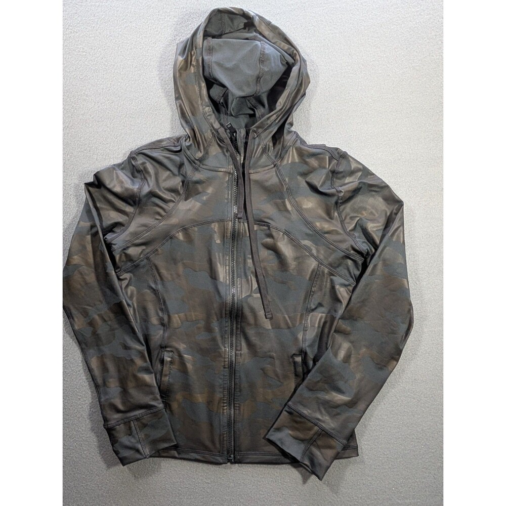 Curves and Combatboots Women’s Large Camo Full Zip Hooded Athletic Jacket